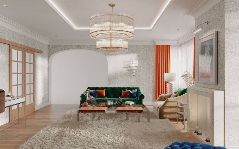 Návrh obývacího pokoje v domě, kde byl již zastaralý interiér a rodina požadovala refresh. Jeden z mála klientů se nebáli prostor oživit barvami , barevnými…