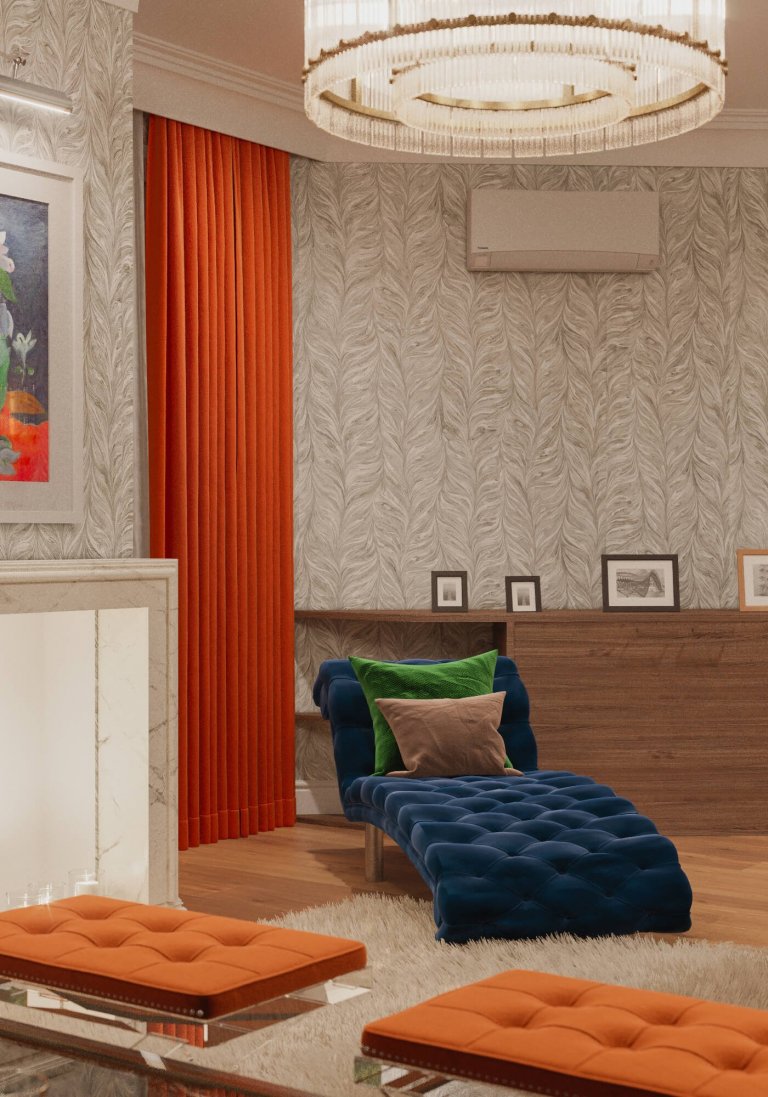 Návrh obývacího pokoje v domě, kde byl již zastaralý interiér a rodina požadovala refresh. Jeden z mála klientů se nebáli prostor oživit barvami , barevnými…