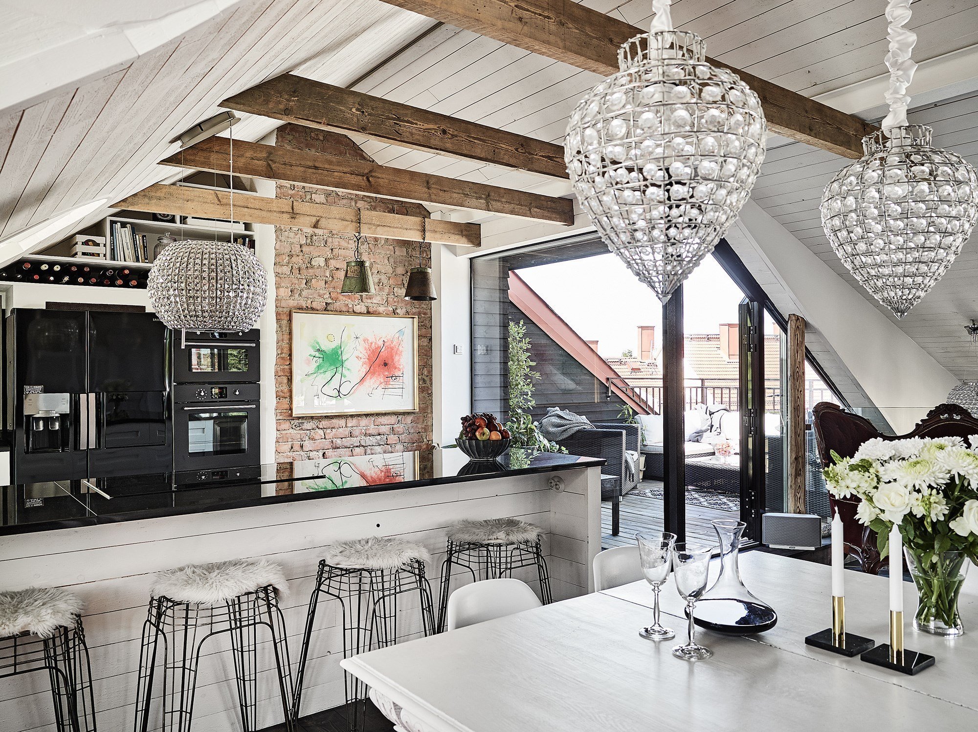 Skandinávský interiér v podkroví