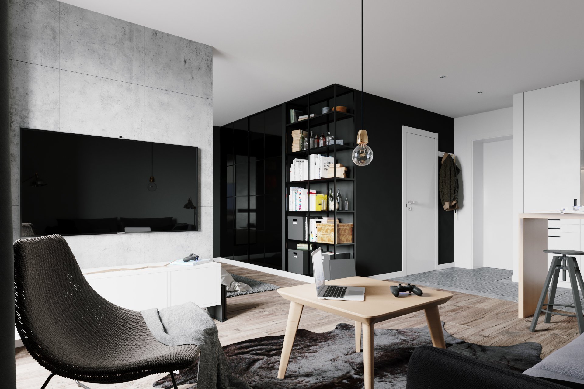 Černá barva bytu sluší