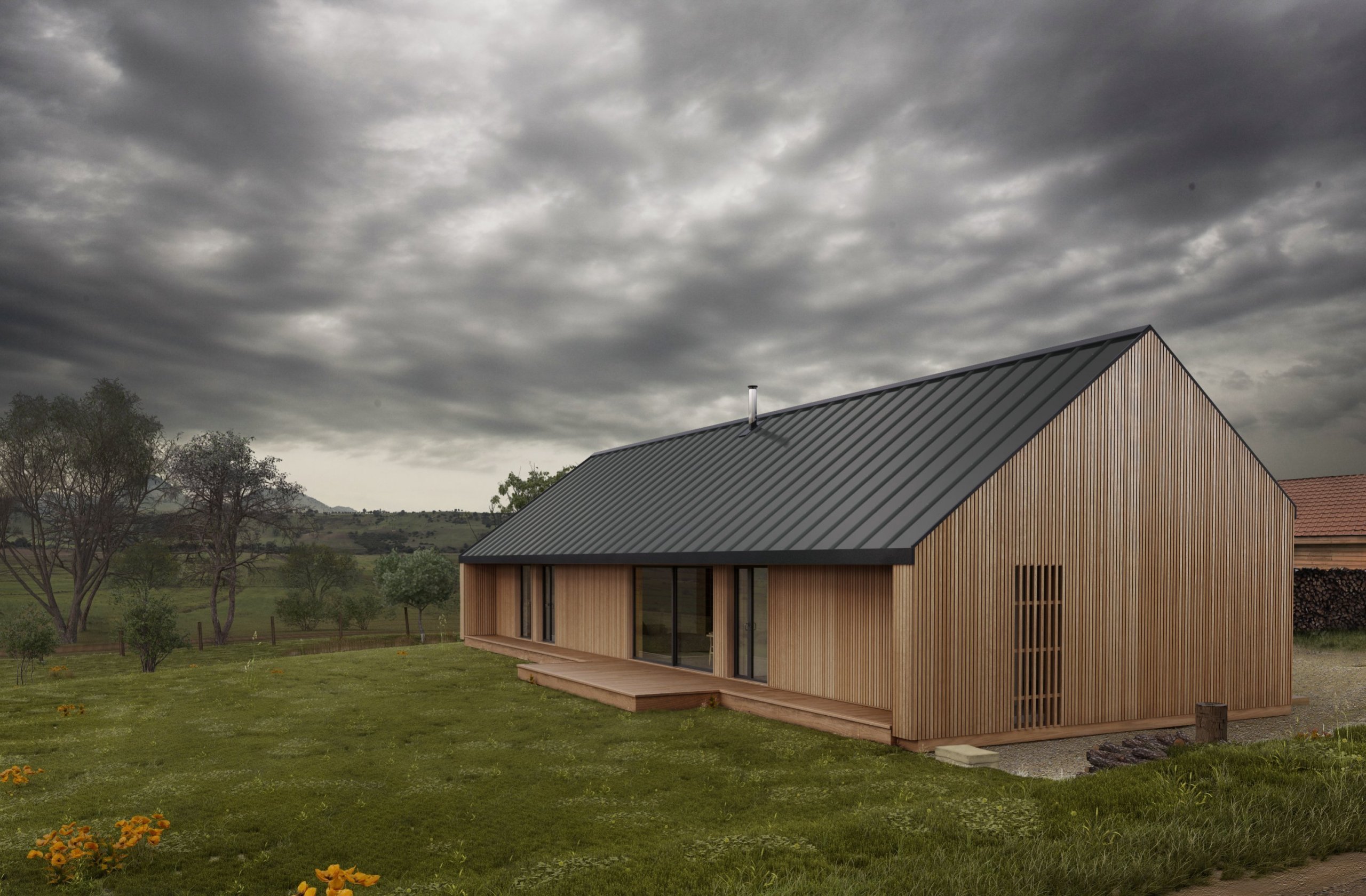 Moderní dům se sedlovou střechou