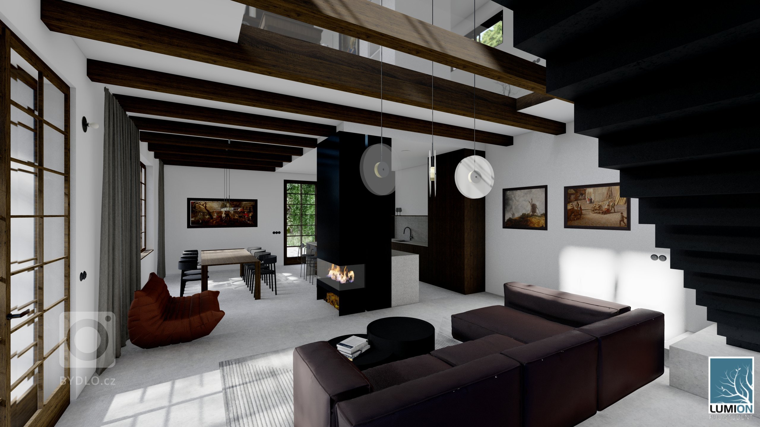 Koncept interiéru rekreační chaty v Černých Budech v Sázavě je založený na kontrastech a kvalitních materiálech. Světlé omítky jsou doplněny tmavou dřevěnou…