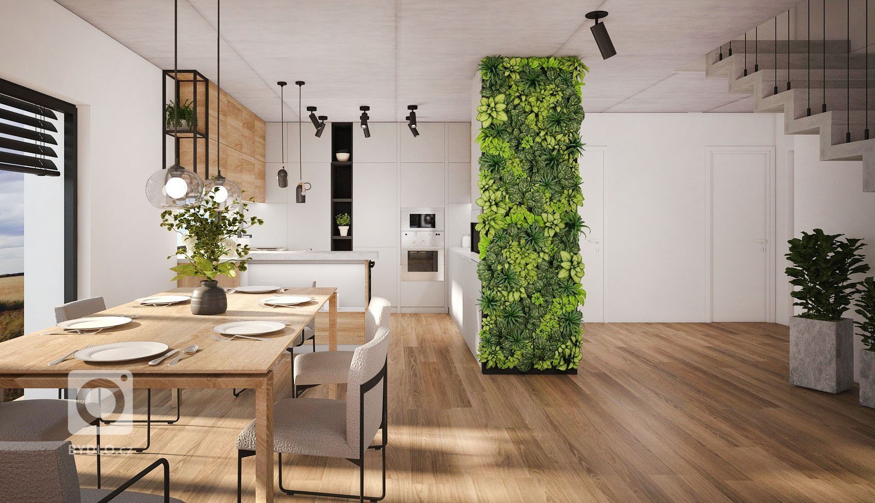 Návrh interiéru pro mladý pár v kterém bych mohla bydlet sama. Kombinace dubu, odstíny šedé a antracitových ocelových prvků patří mezi oblíbené. Interiér oživí…