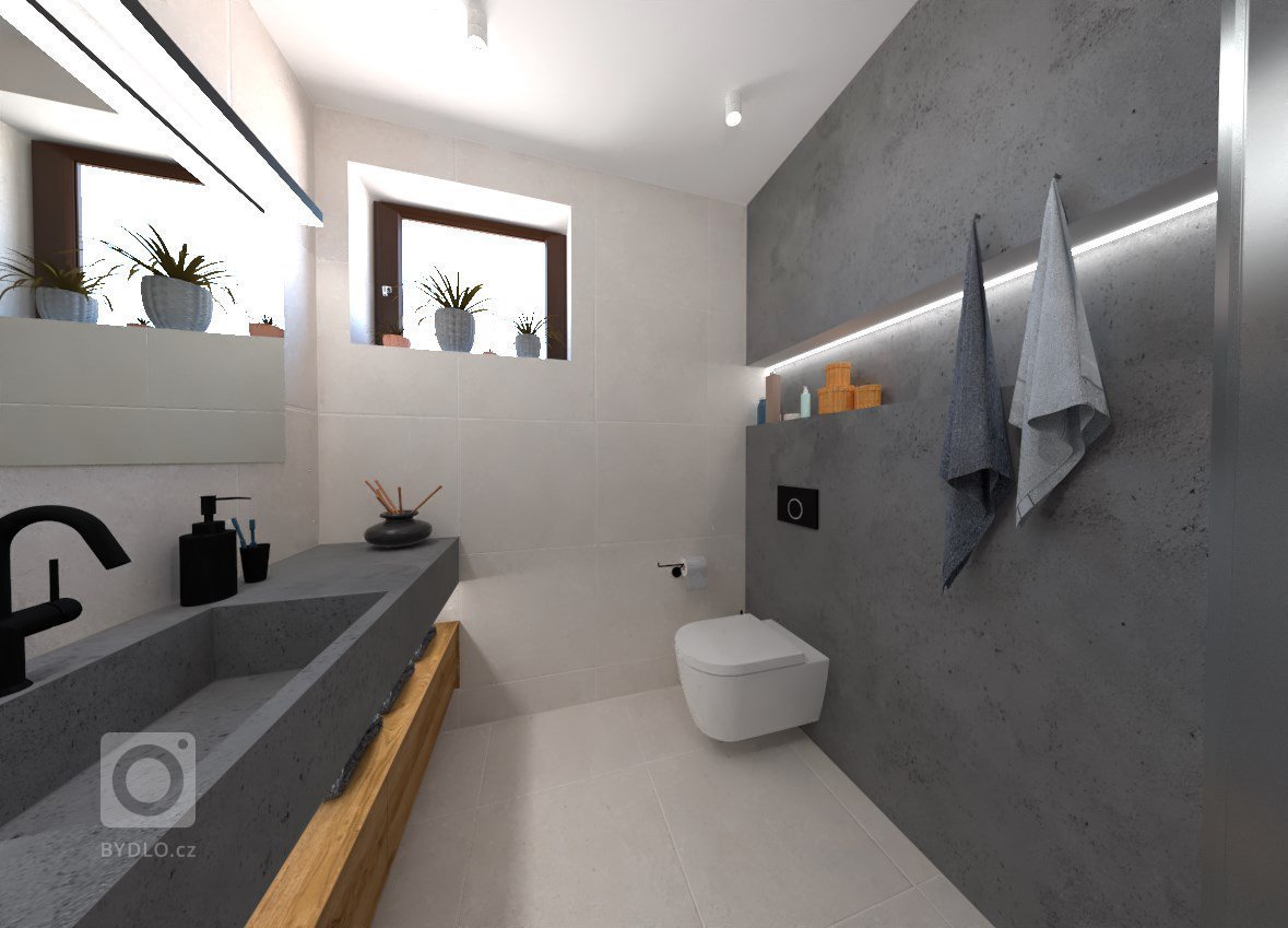 Návrh studie rodinného domu u Prahy. Dům bude v nízkoenergetickém standartu. Kombinace bílé omítky s obkladem sibiřského modřínu.
