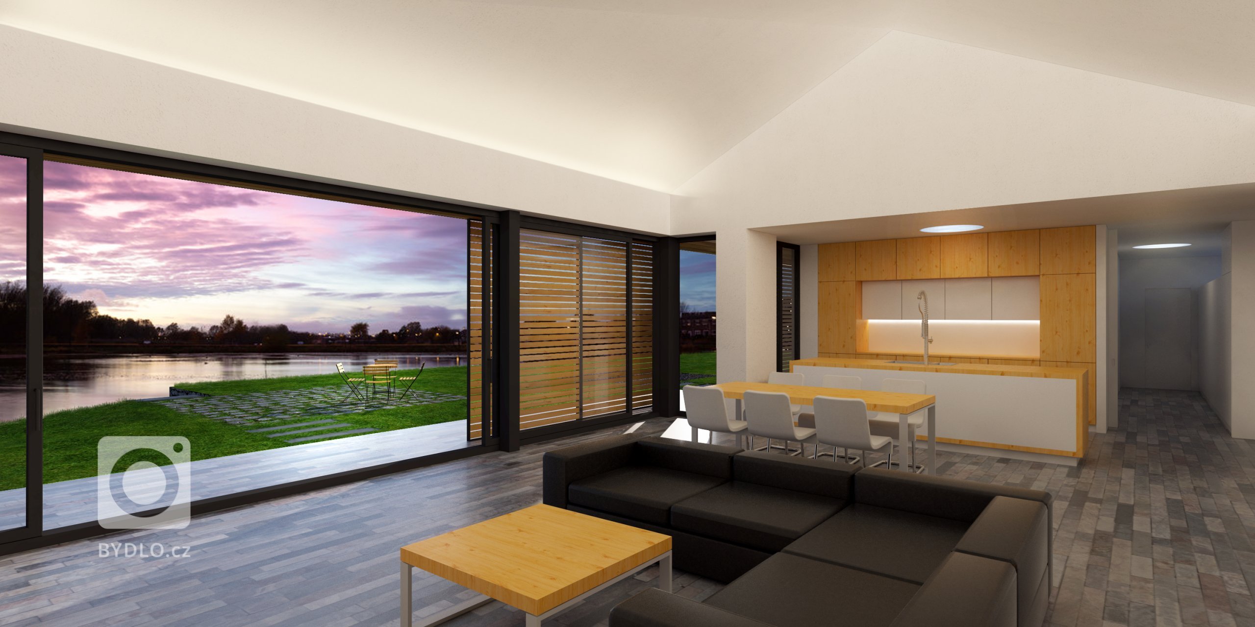 Zadáním bylo vytvořit návrh takového domu, jež by těžil z výhodné situace (jižní svah), nabízel adekvátní propojení s exteriérem a dokázal akcentovat či využít…