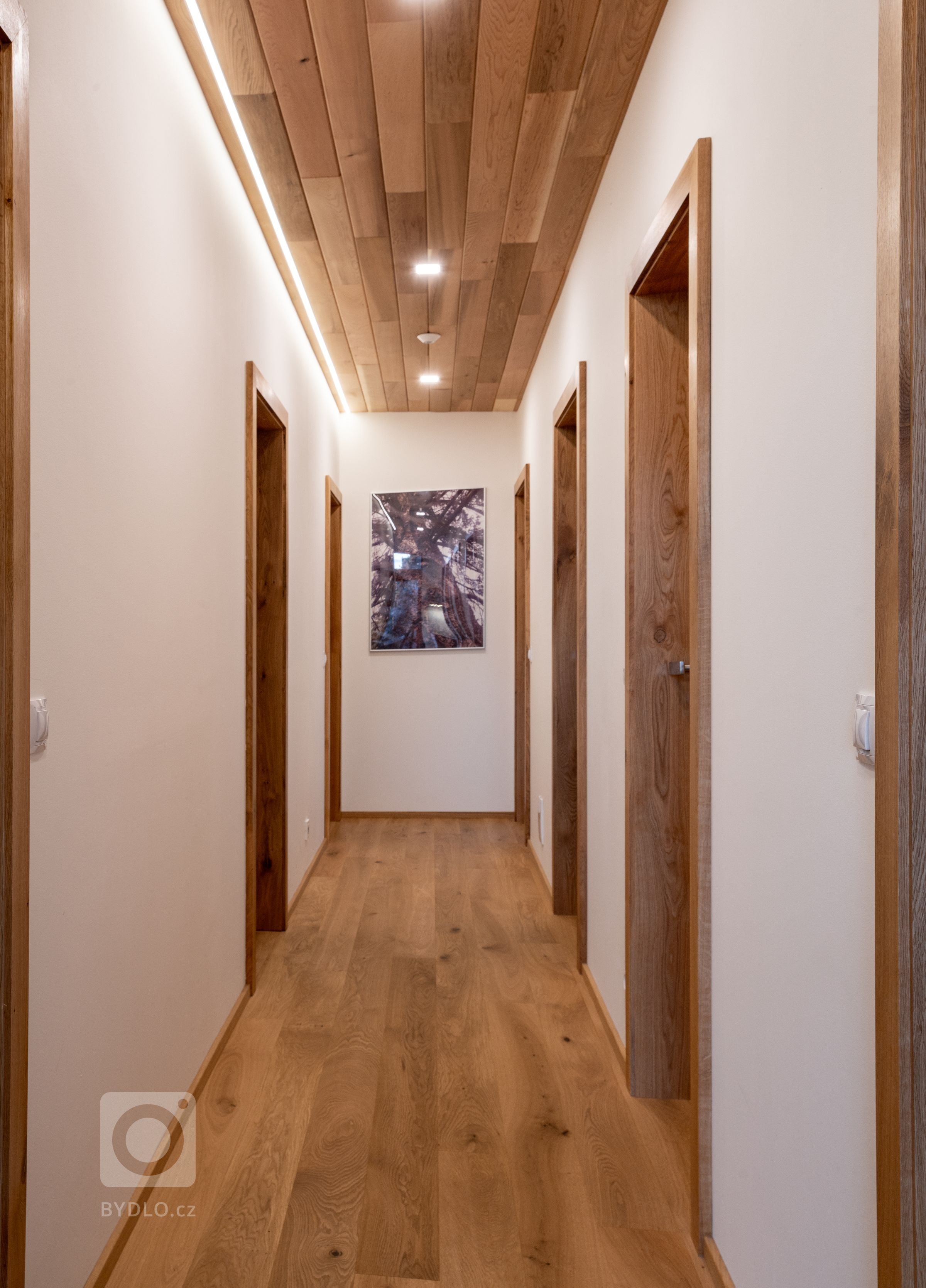 Dům se sloupy z douglasky stojí na magickém místě u březového hájku, na který je z domu krásný výhled.

Nízkoenergetický dům ve tvaru L je mírně zapuštěn v…