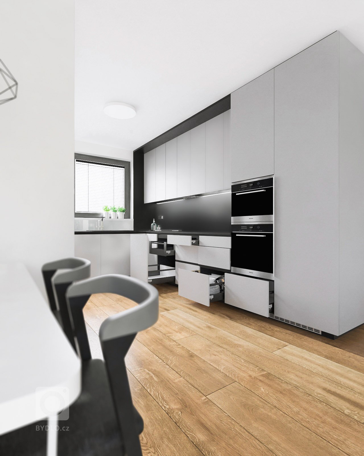 Minimalistický interiér bytu v severskom štýle je navrhnutý v&nbsp;neutrálnych odtieňoch antracitovej, jemne šedej a&nbsp;bielej farby v kontrastne s&nbsp…
