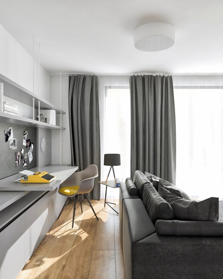 Minimalistický interiér bytu v severskom štýle je navrhnutý v&nbsp;neutrálnych odtieňoch antracitovej, jemne šedej a&nbsp;bielej farby v kontrastne s&nbsp…