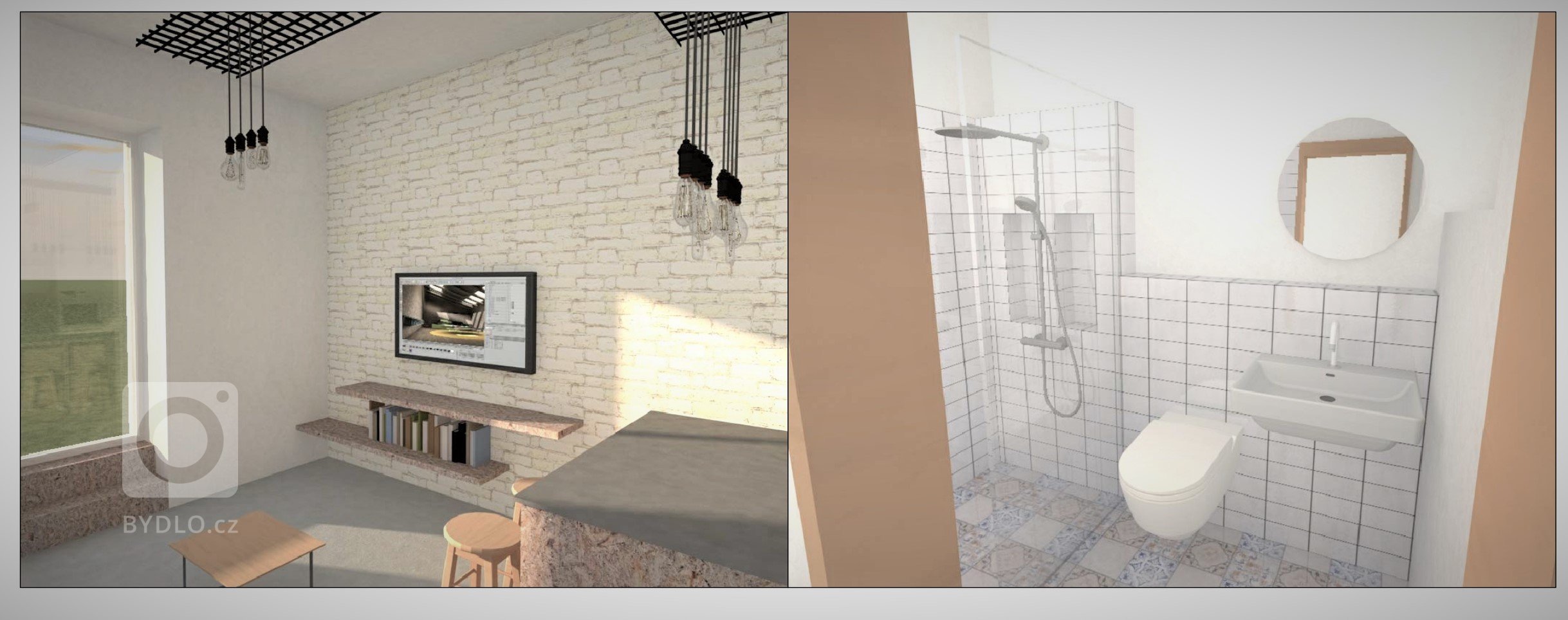 Změna dispozice a návrh interiéru nájemního bytu Dejvice.