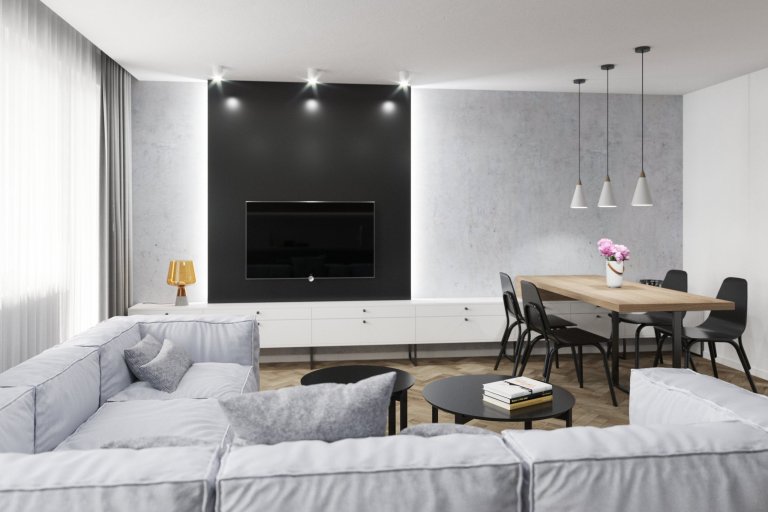 Jedná se o funkční a&nbsp;moderní interiér v minimalistickém stylu, který splňuje požadavky současného bydlení. Byt&nbsp;v panelovém domě projde kompletní…