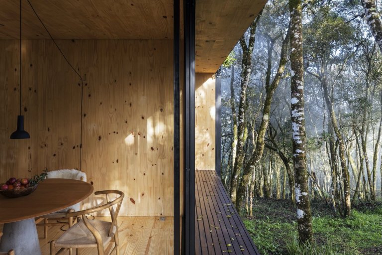 Minimalistická chata v lese