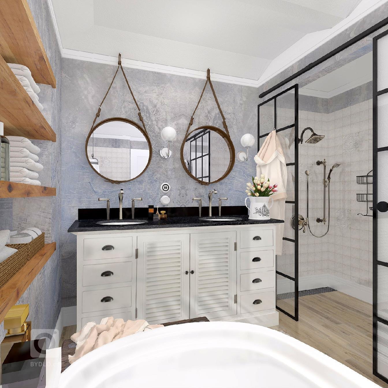 Koupelna do vesnického stavení s dotekem Provence či první republiky, takové bylo zadání investora.&nbsp;

Proto dvě tváře jednoho prostoru, kde v každém z…