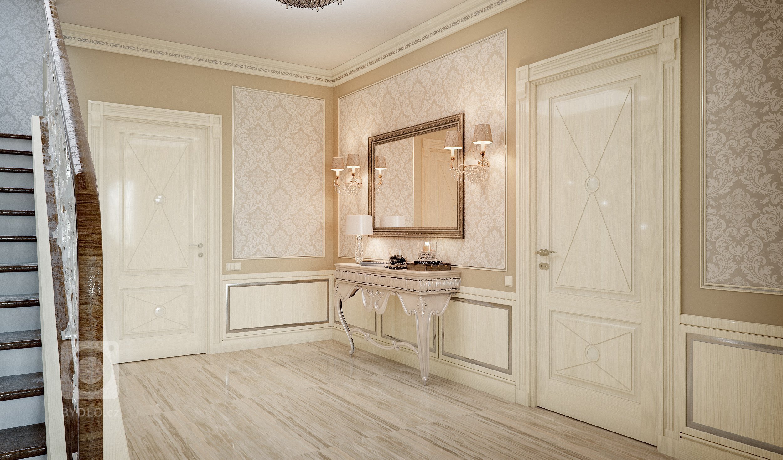 Privátní rezidence je řešená v klasickém stylu. Dřevěné obložení stěn &quot;boiserie&quot; přidává interiérům nádech luxusu, ale zároveň nepůsobí těžce díky…