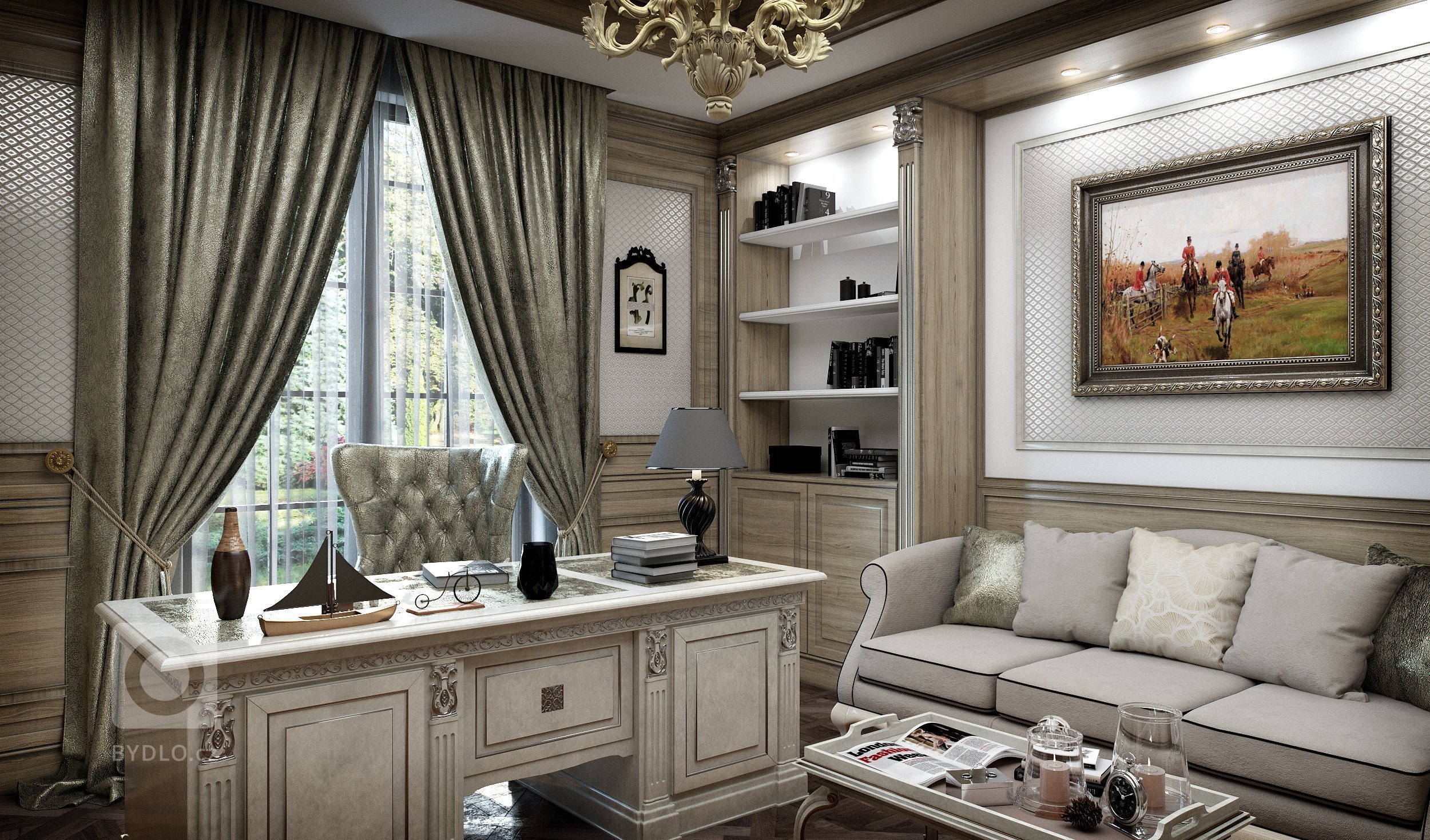 Privátní rezidence je řešená v klasickém stylu. Dřevěné obložení stěn &quot;boiserie&quot; přidává interiérům nádech luxusu, ale zároveň nepůsobí těžce díky…