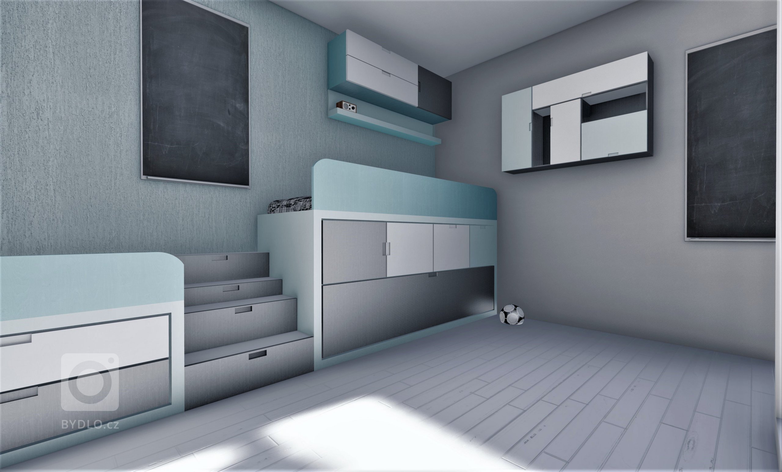 Pro dva mladé kluky jsme zpracovali vizualizaci dětského pokoje. Hlavním požadavkem bylo samostné spaní pro každého z nich, psací stůl a spatní pro případné…