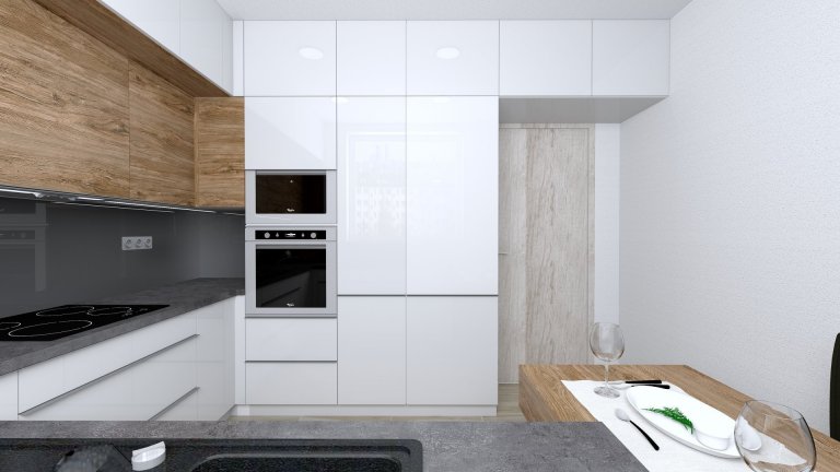 Moderní návrh kuchyně do panelákového bytu