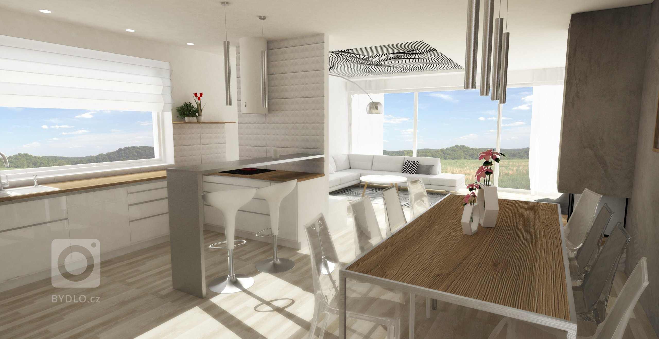 Návrh obývacího pokoje s kuchyní a jídelnou. Požadavek byl na jednoduchost a čistotu provedení, ale tajné přání bylo, aby to v detailu působilo luxusně.…