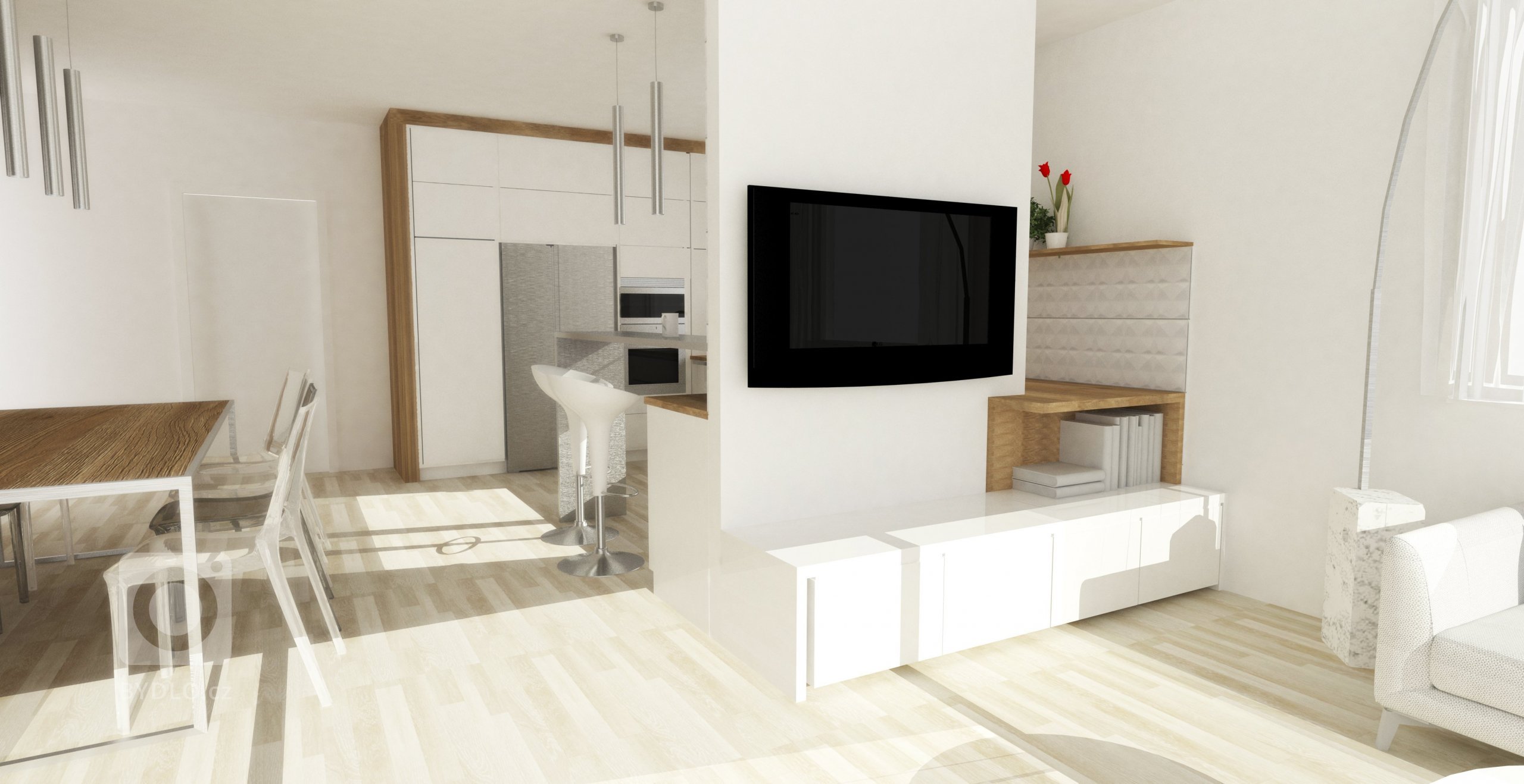 Návrh obývacího pokoje s kuchyní a jídelnou. Požadavek byl na jednoduchost a čistotu provedení, ale tajné přání bylo, aby to v detailu působilo luxusně.…