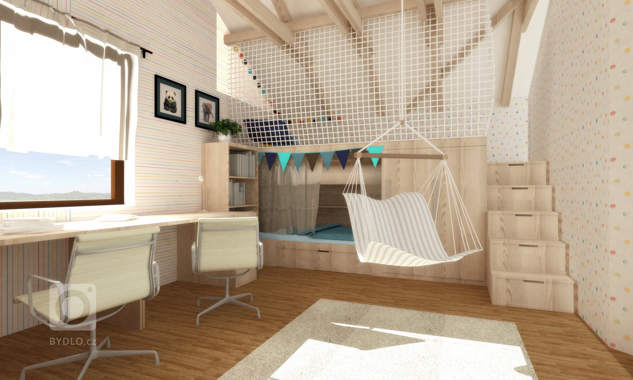 Dětský pokojíček, který má vydržet dlouho, ač jsou děti teď malé. Pastelové barvy, jednoduchost a možnost dotvářet si pokojíček sám. V co dnes svoje hrací…