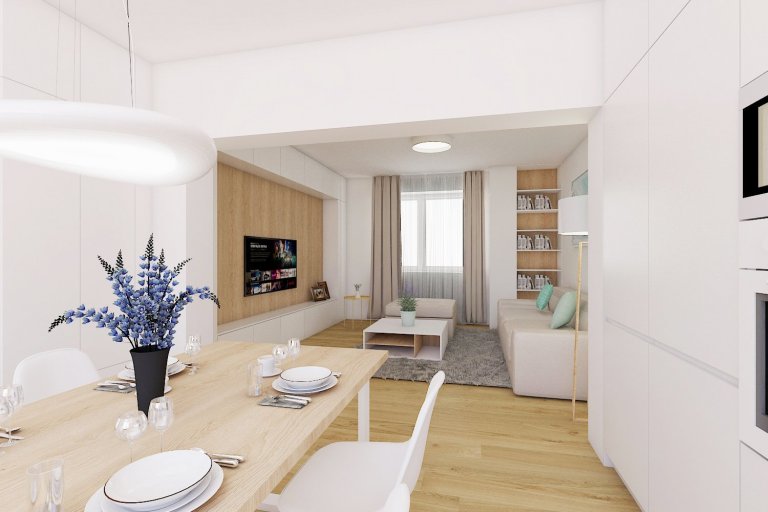 Interiér - kuchyně a obývací pokoj