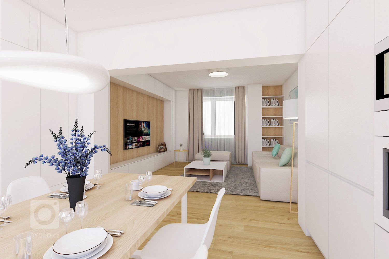 Návrh kuchyně a obývacího pokoje - rekonstrukce RD na Jižní Moravě..
