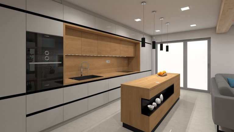 Klientovo zadání znělo, že by chtěl moderní líbivý a dobře uspořádaný interiér kuchyně s obývacím pokojem. Proto jsme zvolili světle šedou supermatnou v…