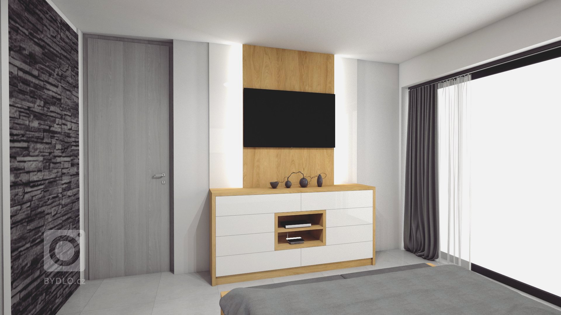 Klient k nám přišel s tím, že má pro ložnici jeden velký prostor a chtěl by v prostoru mít ložnici i šatnu. Potřeboval také&nbsp;dořešit stavbu a poradit&nbsp…