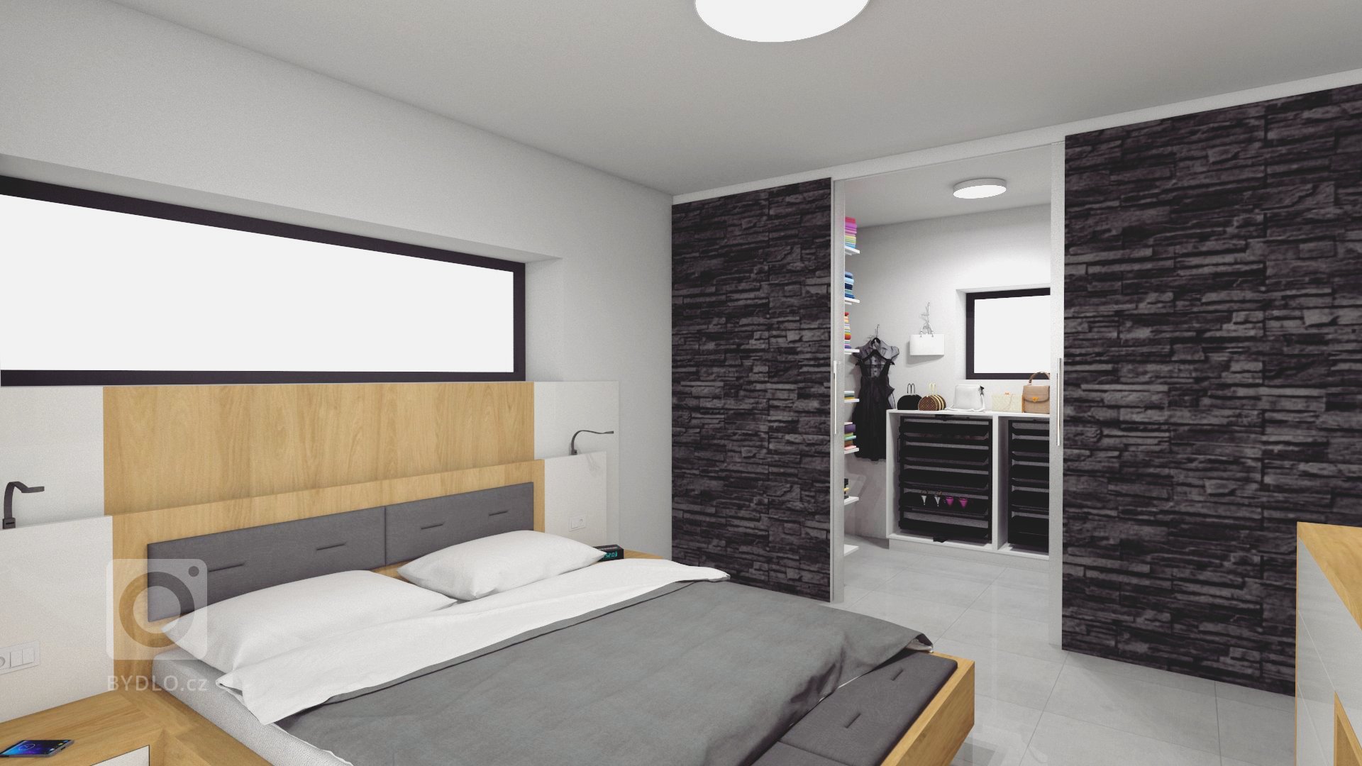 Klient k nám přišel s tím, že má pro ložnici jeden velký prostor a chtěl by v prostoru mít ložnici i šatnu. Potřeboval také&nbsp;dořešit stavbu a poradit&nbsp…