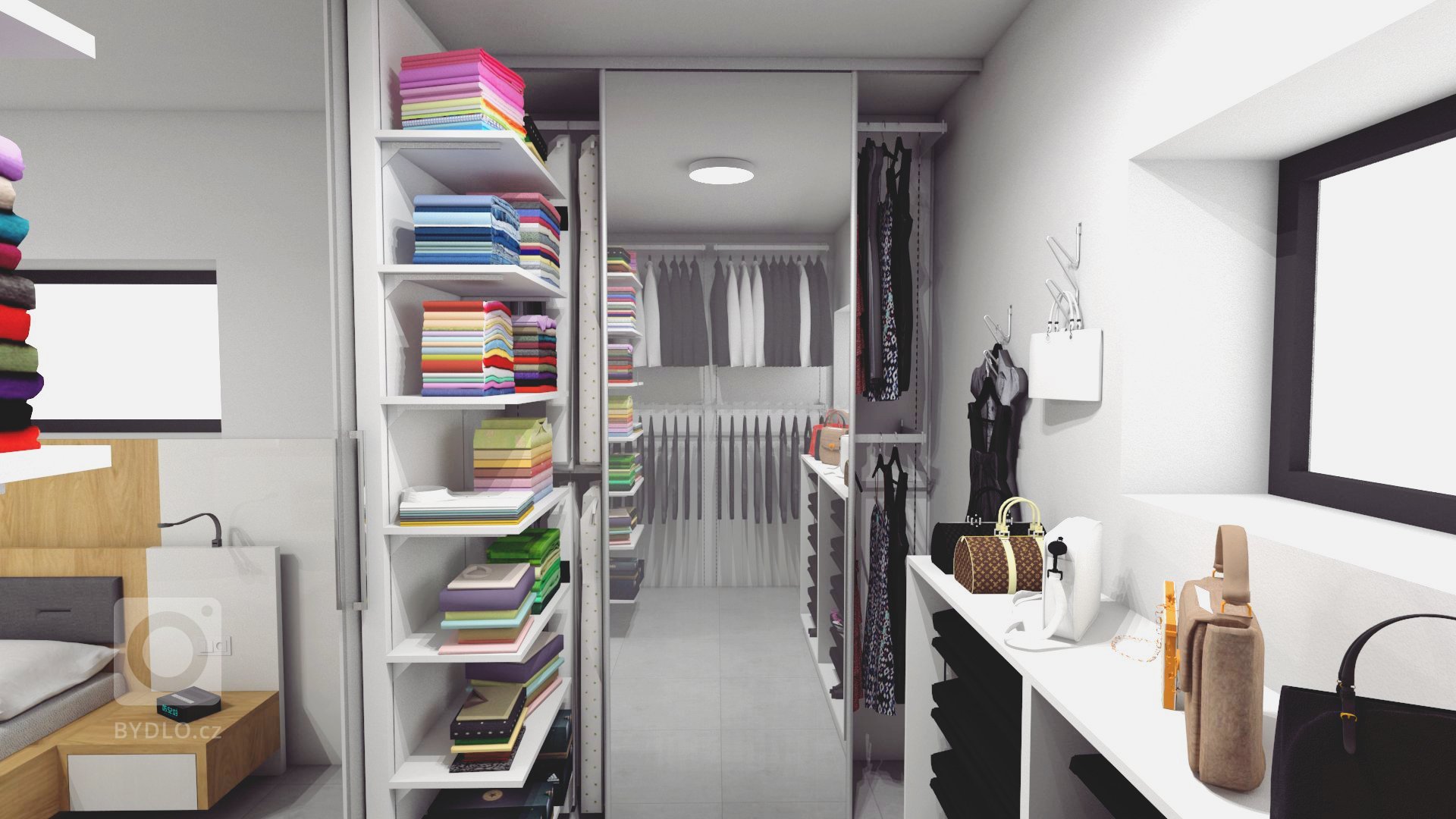 Klient k nám přišel s tím, že má pro ložnici jeden velký prostor a chtěl by v prostoru mít ložnici i šatnu. Potřeboval také&nbsp;dořešit stavbu a poradit&nbsp…