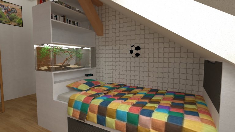 Cíl a potřeby zákazníka
Úkolem bylo navrhnout řešení nového dětského pokoje, kde zůstanou stávající vestavěná skříň a vitrína. Cíl byl jasný, dle požadavku…