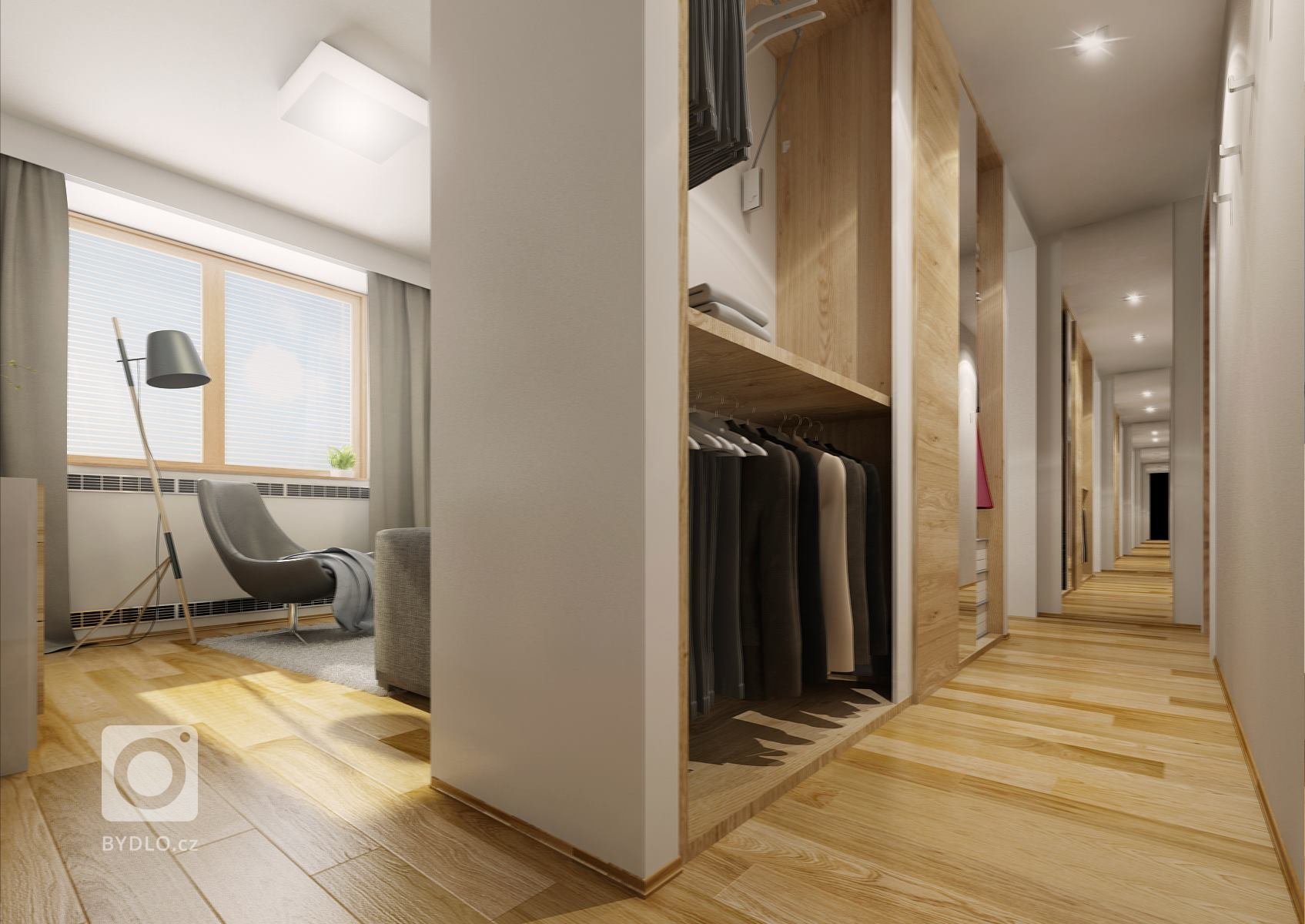 Návrh luxusního apartmánu v novém bytovém domě v Brně. Elegantní krémová a bílá barva je v kontrastu s výrazným oranžovým benátským štukem na stěně s TV a…