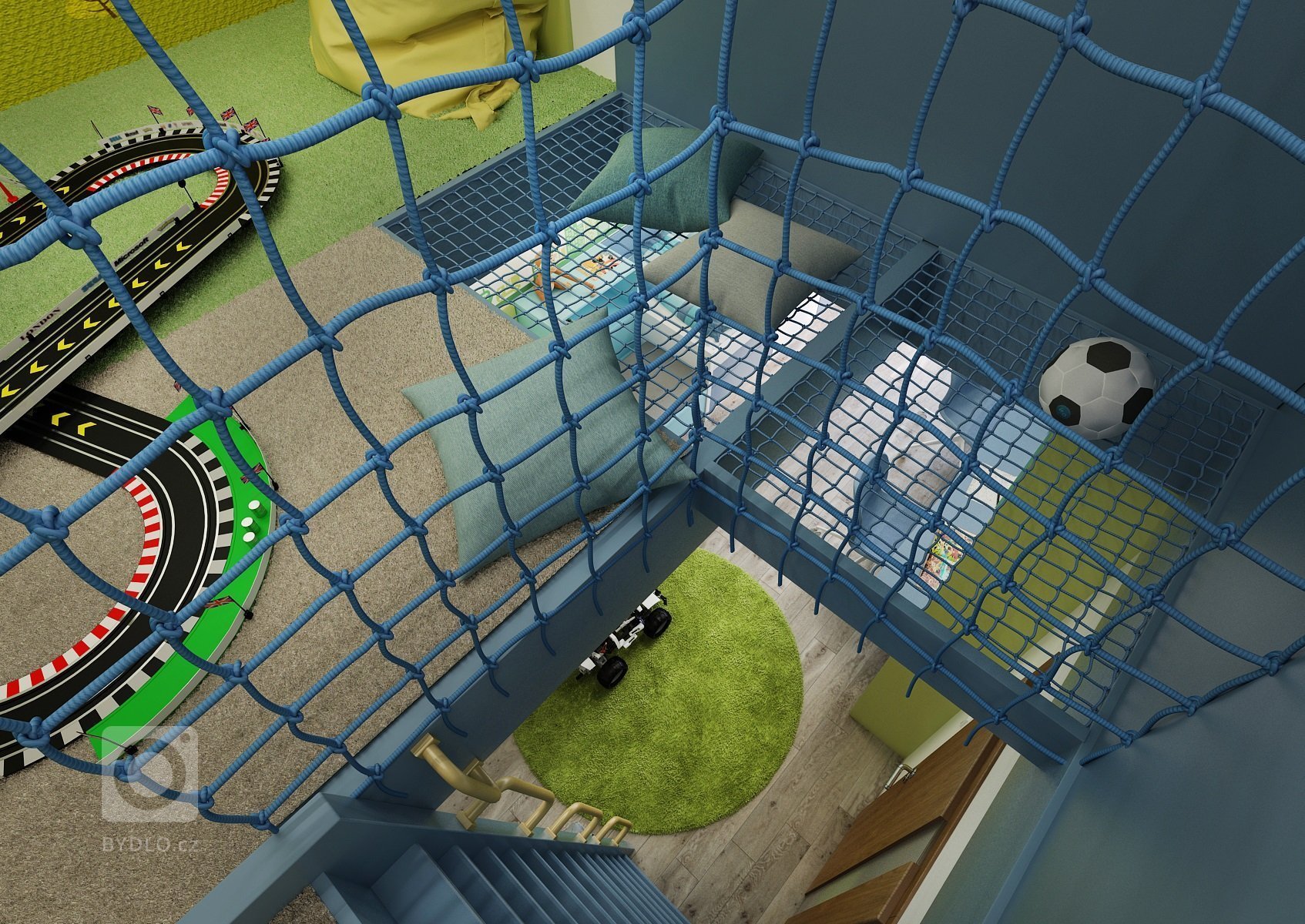 Dětský pokoj pro dva bratry jsme díky přístupu do podkroví, mohli rozdělit na dvě patra. V&nbsp;přízemí jsou postele s&nbsp;úložným prostorem a velký společný…