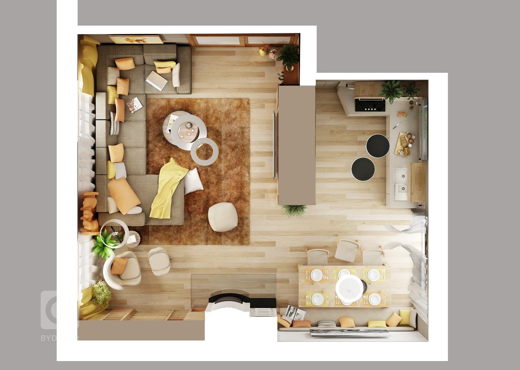 Kuchyňka s obyvákem