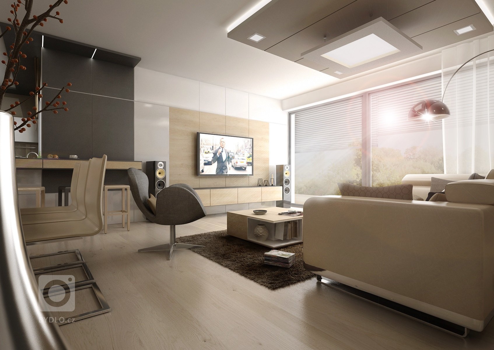 Doplňky a detaily, jako třeba lakované úchytkové profily na kuchyňské lince, ve svěže zelené barvě jsme použili pro oživení interiéru ve&nbsp;variantě návrhu s…