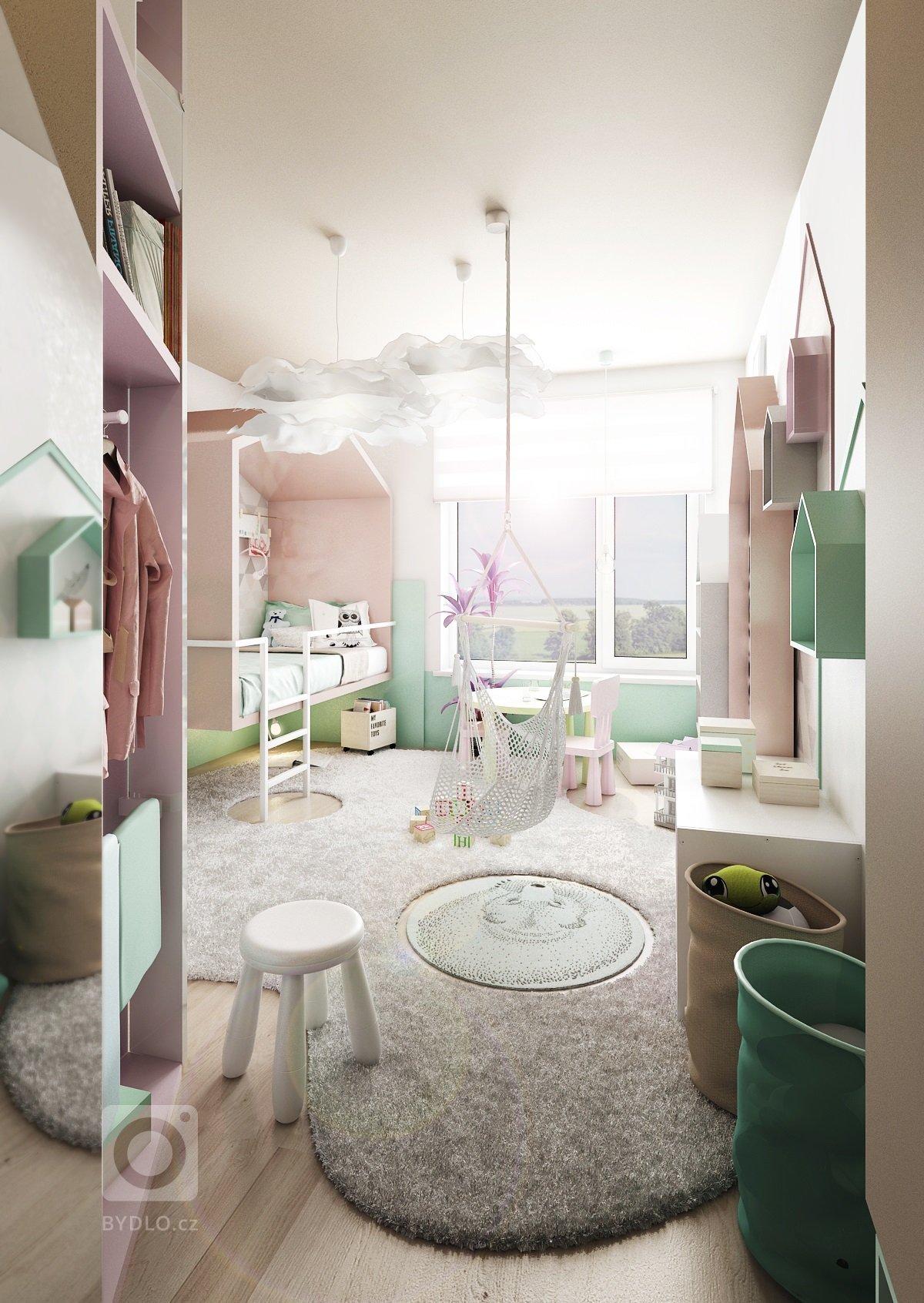 Do jednoho pokojíčku v&nbsp;bytě až patnáct domečků? Proč ne?! Jeden jako dětská postel a úkryt, další tvoří dvířka úložných prostor nebo rámy a rámečky…