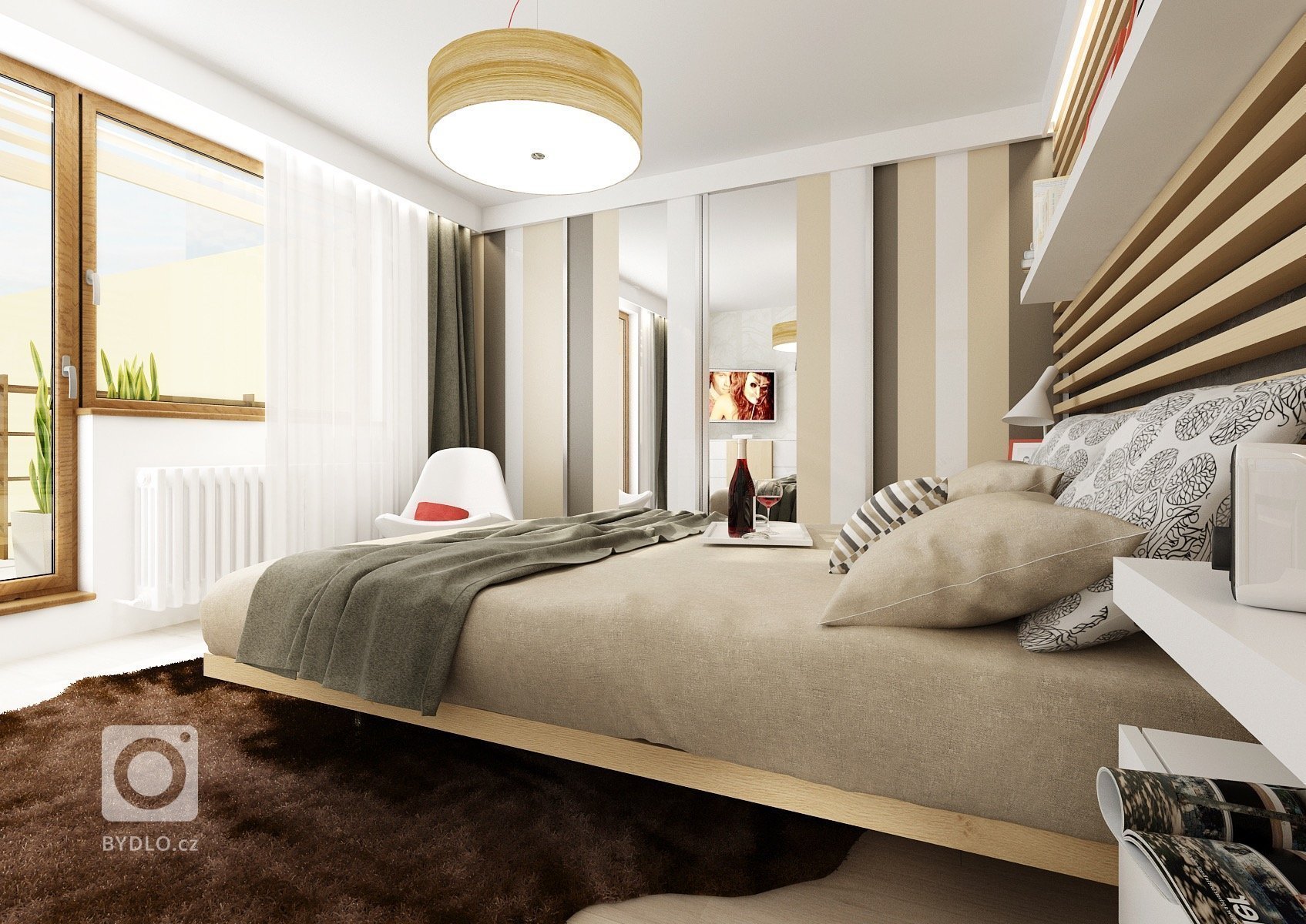 Kuchyně v RD nedaleko Brna. U kuchyňské linky je na stěně černá stěrka, která se opakuje i na dalších stěnách interiéru. Prac. deska a nábytek v dekoru…