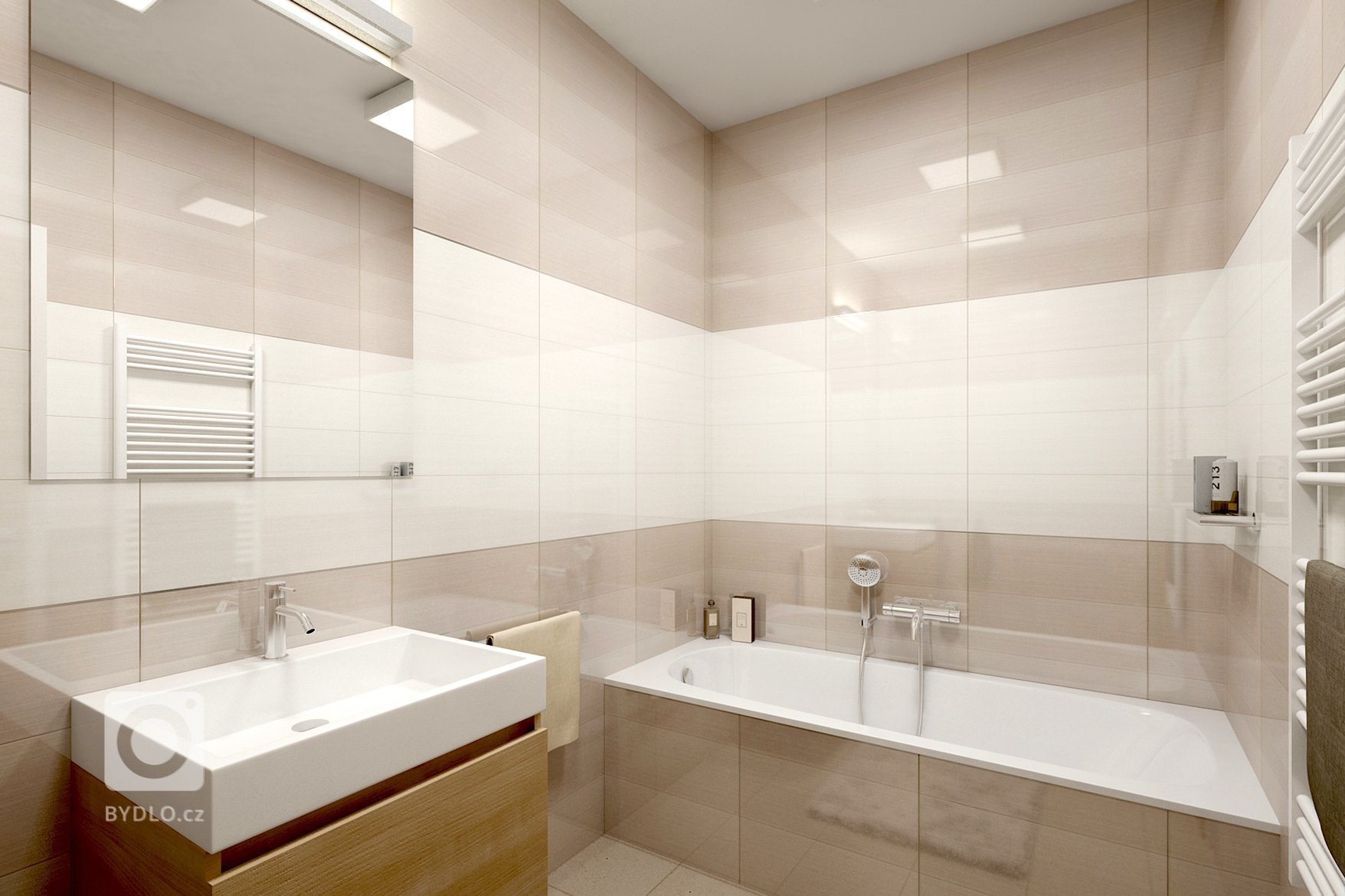 Komplet návrh bytu 2+kk . V&nbsp;interiéru se střídá světlý dřevodekor na vinylové podlaze s&nbsp;tmavším na nábytku. Dominantou obývacího pokoje jsou výrazné…