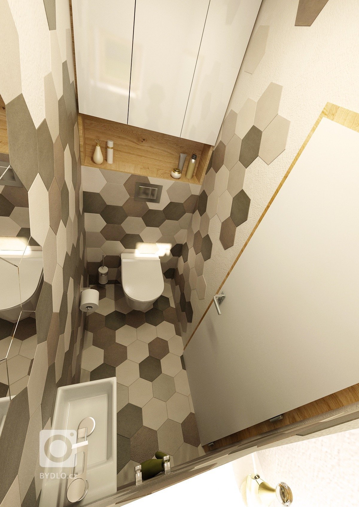 Návrh interiéru nízkoenergetické dřevostavby, kde jsou například stěny upraveny hliněnými omítkami, přiznané stropní smrkové trámy a k&nbsp;vytápění slouží…