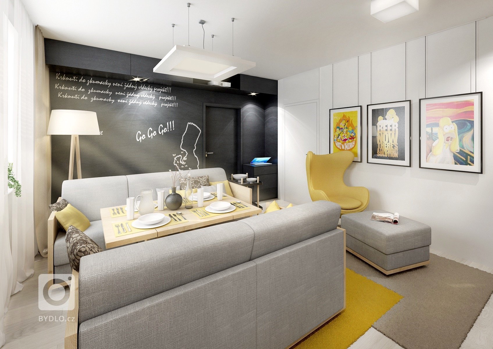 Obývací pokoj filmového fanouška ve variantách. Na běžné sledování je normální TV posazená na nábytku. Pro co nejkvalitnější filmový zážitek pak má majitel…