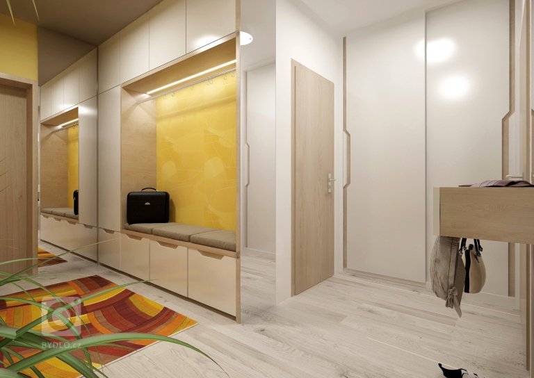 Barevný byt v&nbsp;novostavbě, kde skoro každá místnost má jinou doplňkovou barvou. Základ se nese v&nbsp;bílé, hnědé a šedé. V&nbsp;obývacím pokoji zaujme…