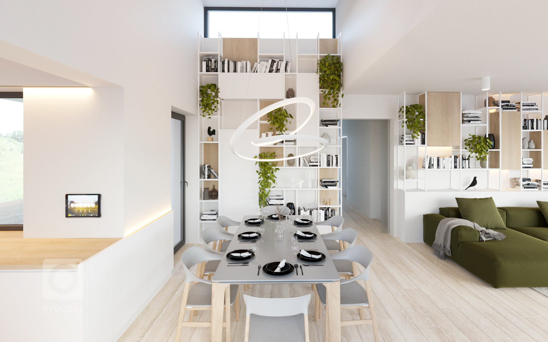 Interiér rodinného domu ve svahu na okraji Berouna s výhledem na celé město.&nbsp;

Klienti za námi přišli před zahájením výstavby domu, proto jsme mohli…