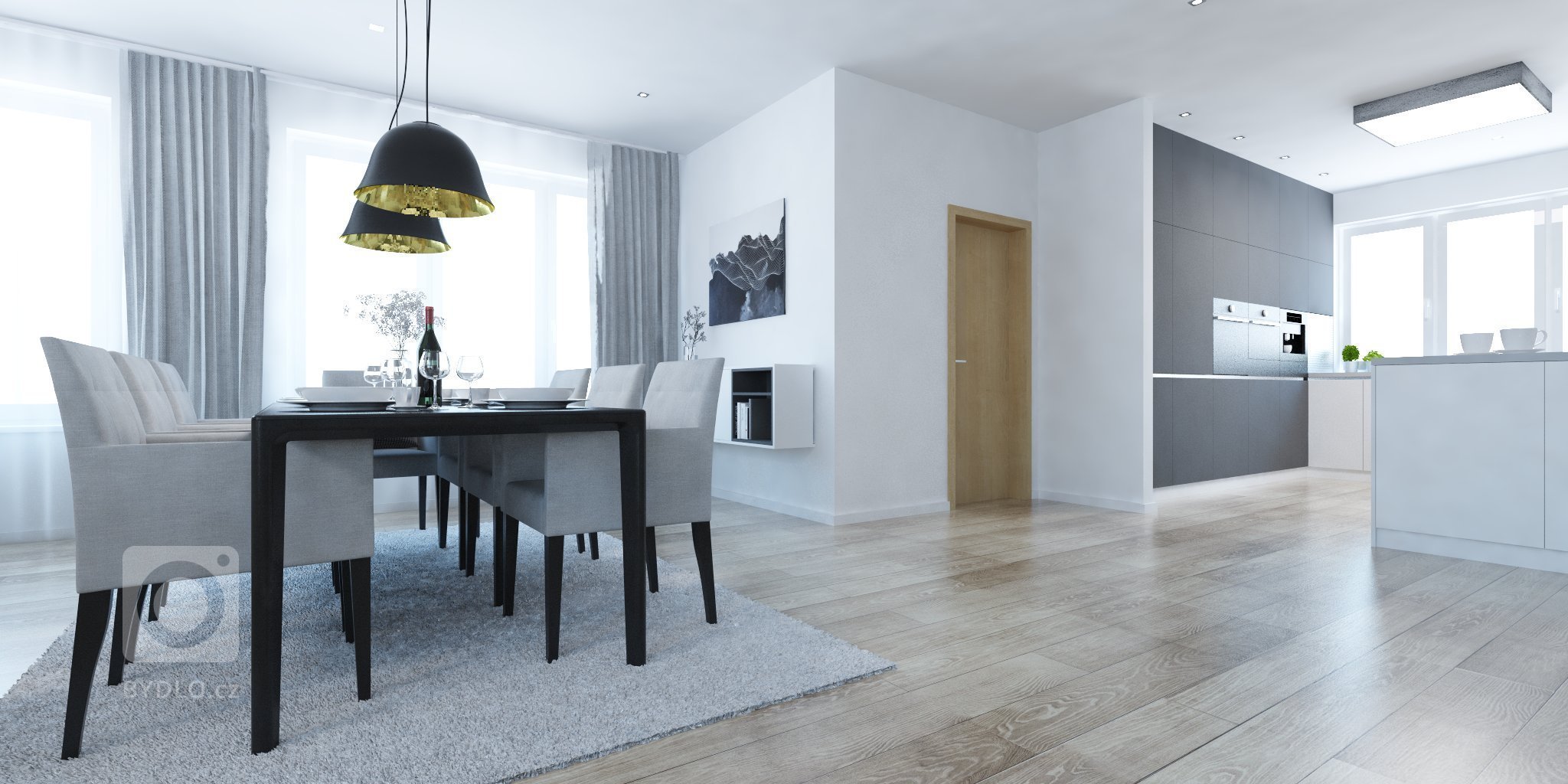 Dominantou priestrannej dennej zóny rodinného domu v Malinove je krb s knižnicou, ktoré umocňujú dojem z galérie spájajúcej dve podlažia.
Achromatický…