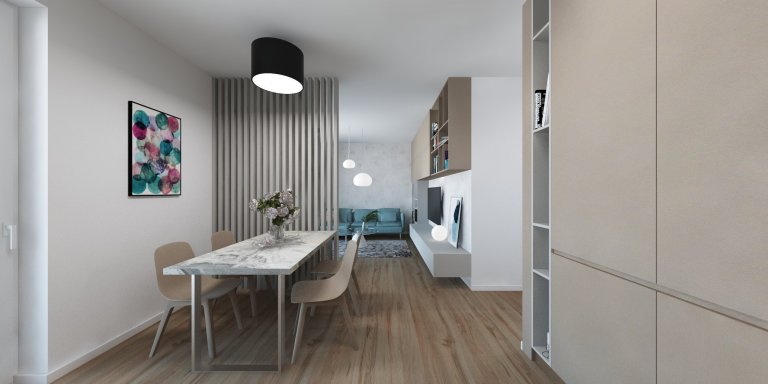 Interiér bytu v Slnečniciach, dvojizbové byty sú dnes najčastejšou voľbou mladých rodín. Vyhovujú dvojici aj rodinke s malým dieťaťom a menší byt rovná sa…