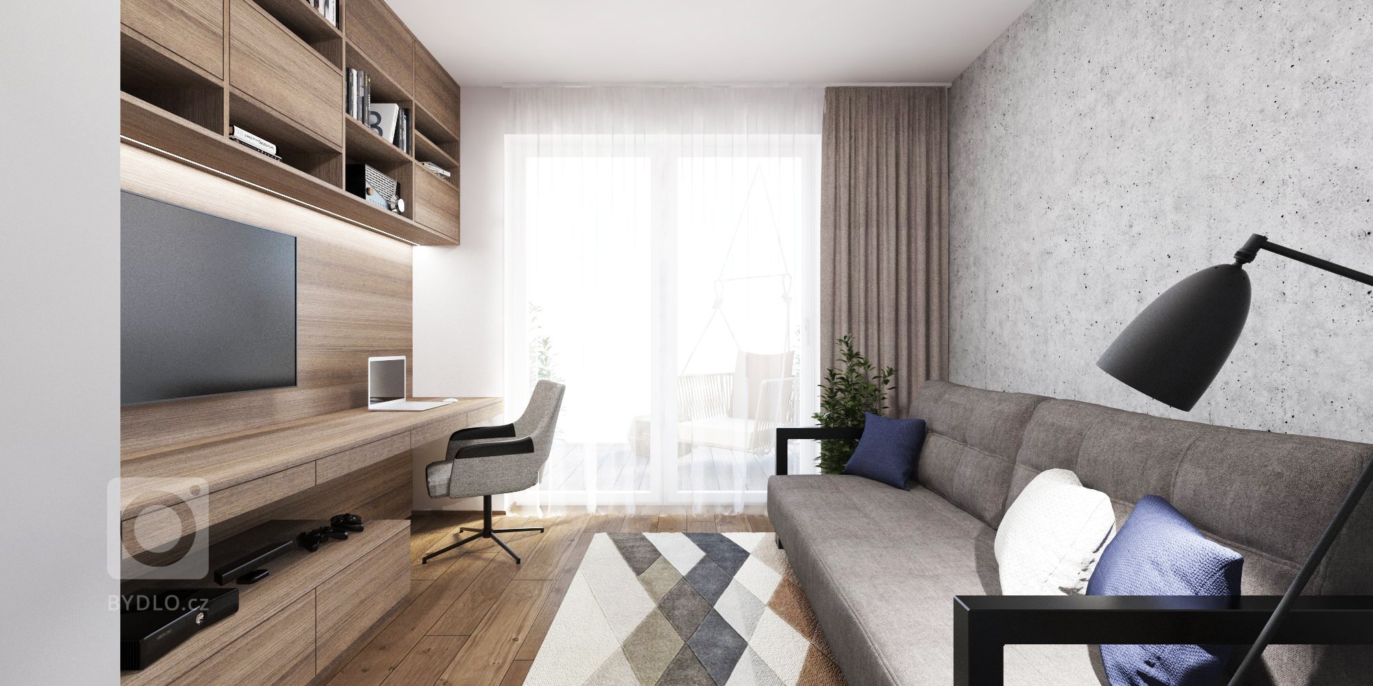 Minimalistický interiér s kontrastom dreva a mramoru.&nbsp;&nbsp;
