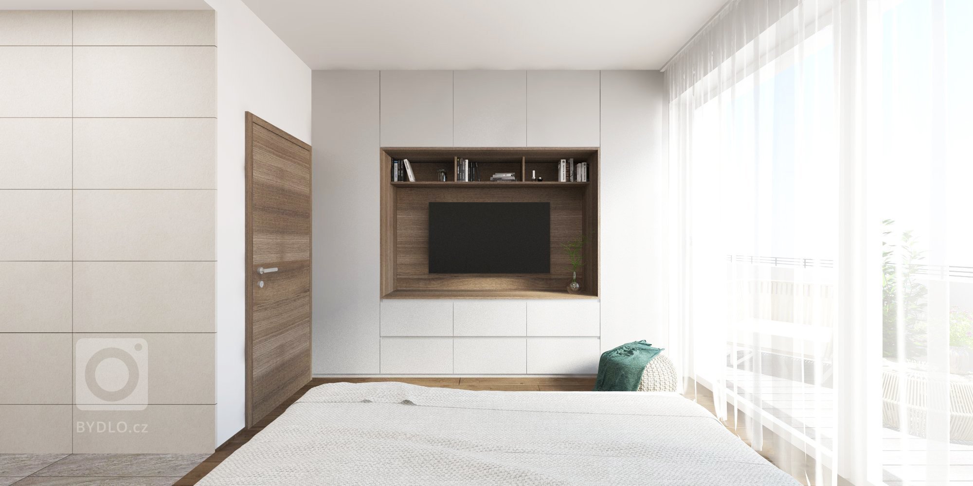 Minimalistický interiér s kontrastom dreva a mramoru.&nbsp;&nbsp;
