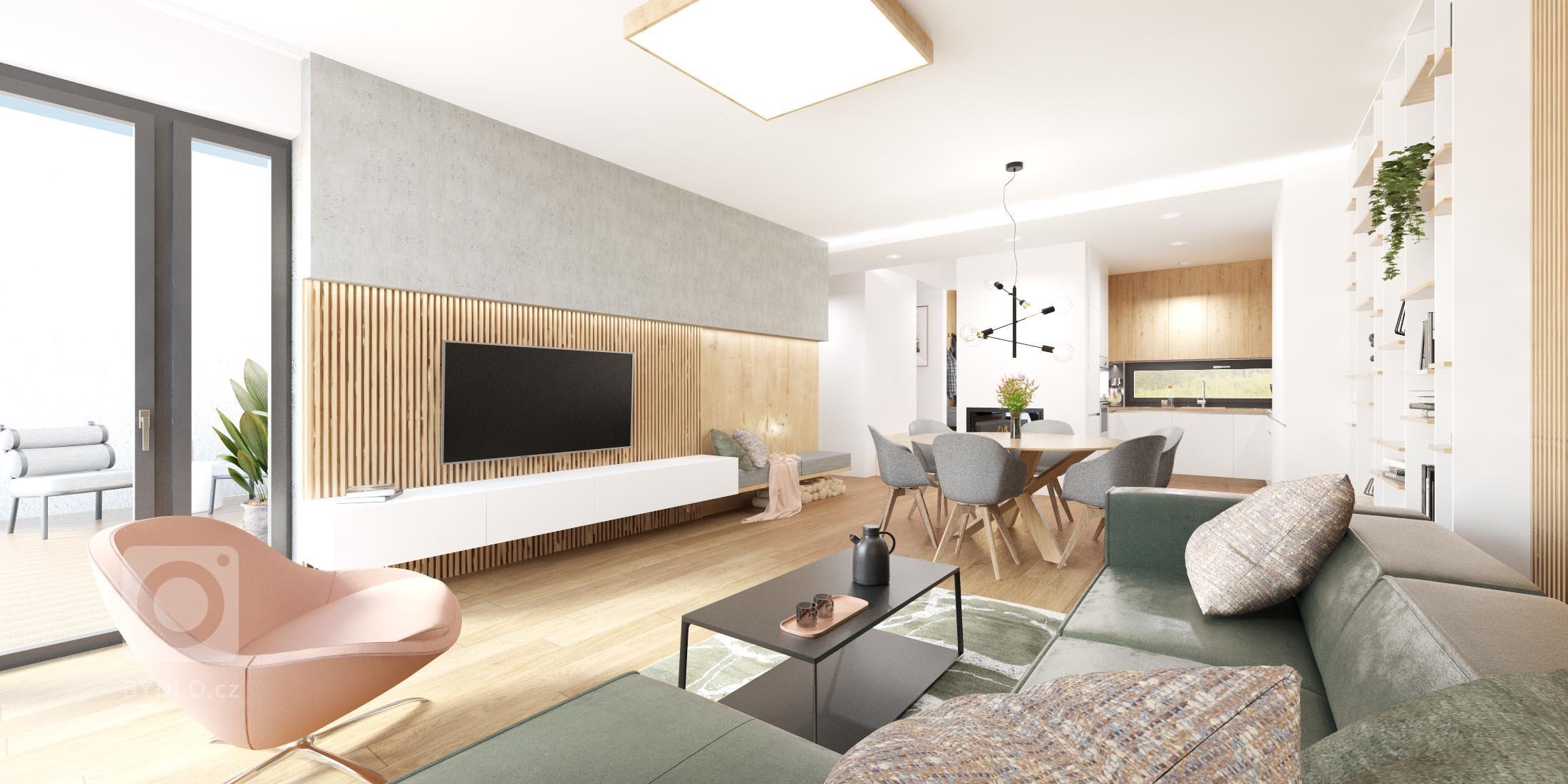 Náš&nbsp;projekt z kategórie rodinných domov sme poňali veľmi elegantne a vzdušne. V interiéri prevládajú farebné akcenty v odtieňoch zelenej a ružovej, ktoré…