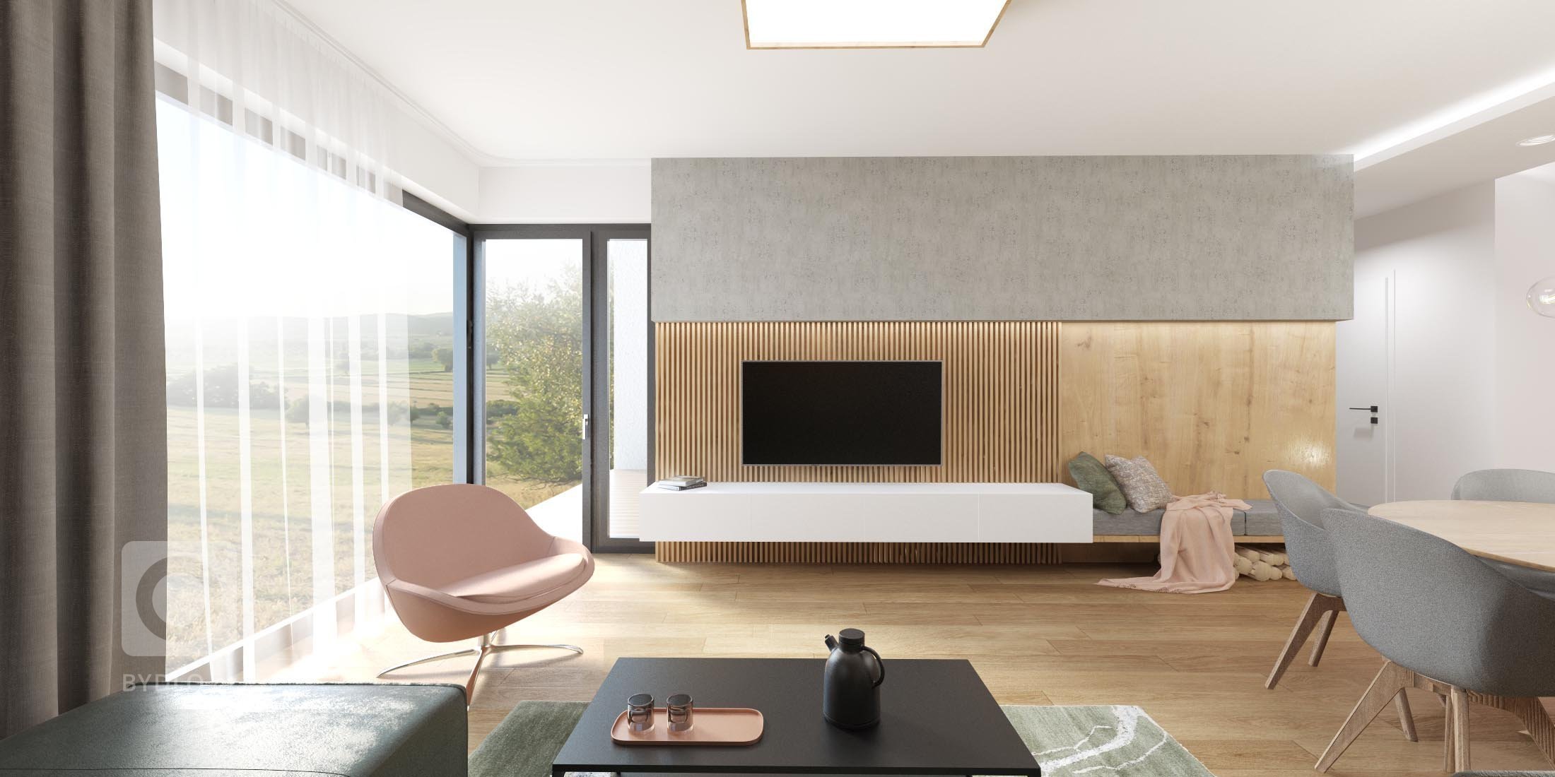 Náš&nbsp;projekt z kategórie rodinných domov sme poňali veľmi elegantne a vzdušne. V interiéri prevládajú farebné akcenty v odtieňoch zelenej a ružovej, ktoré…