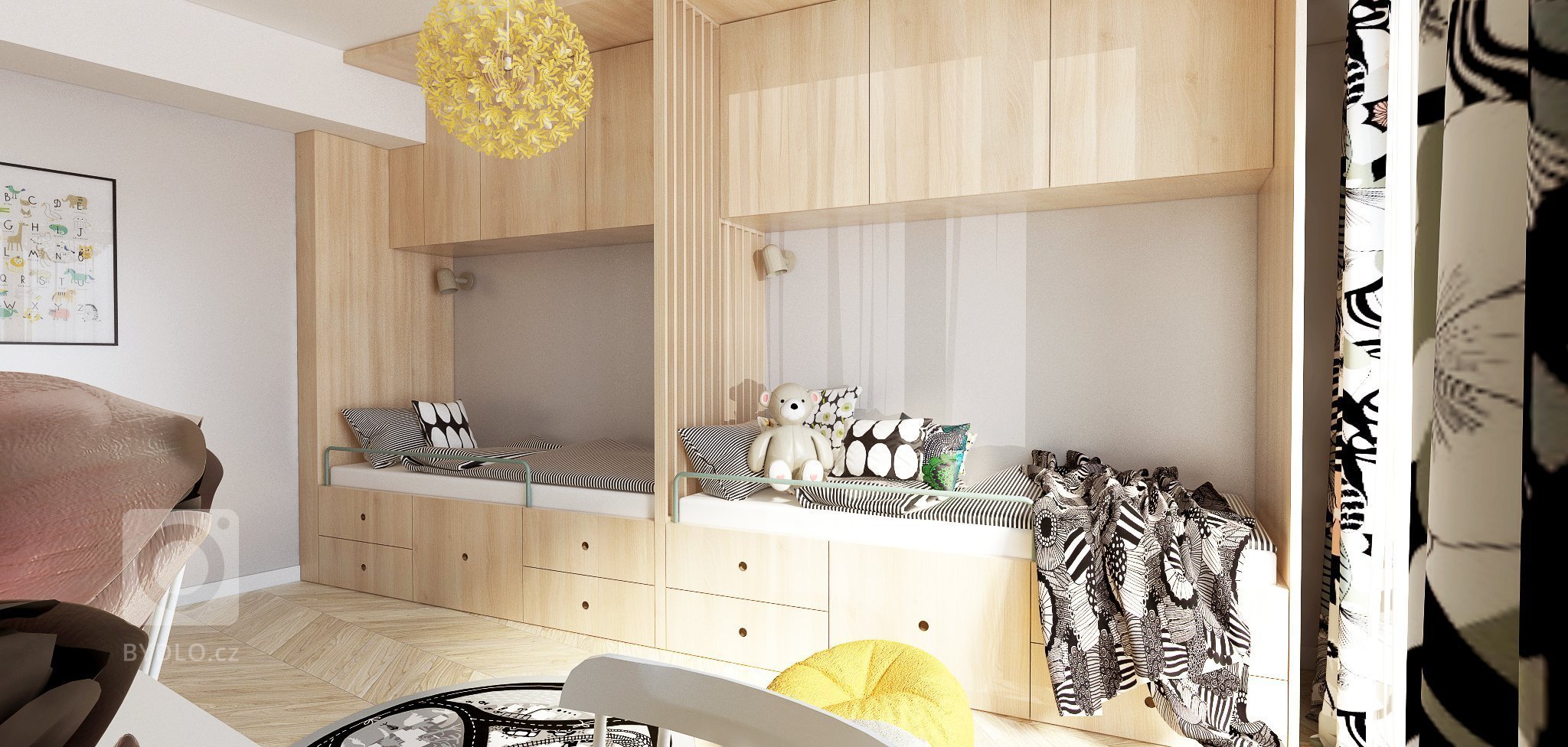 3-izbový byt v príjemnej kombinácii dreva a pastelových farieb
