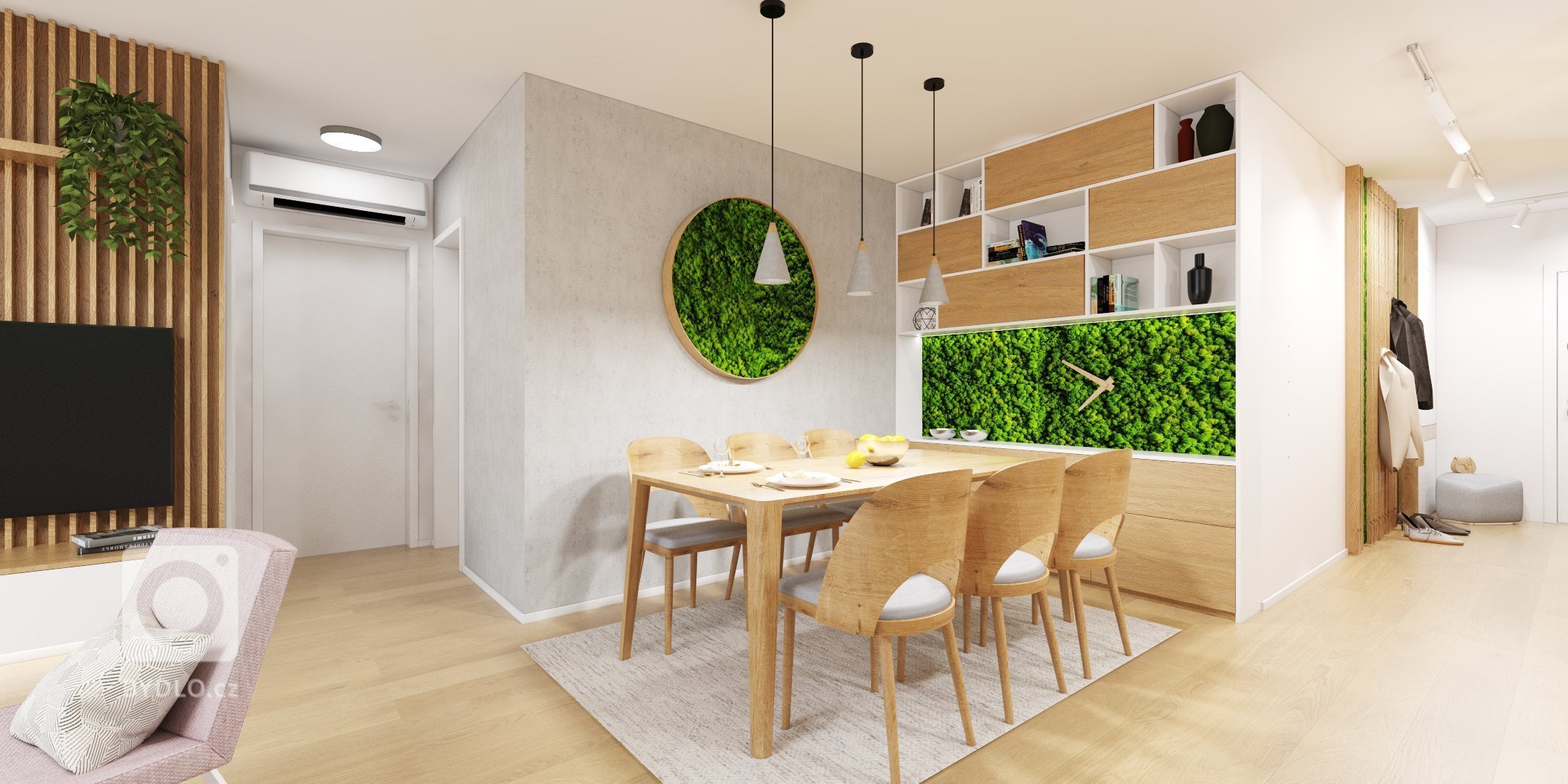 Náš&nbsp; návrh bytu v&nbsp;Kolísky Záhorská Bystrica&nbsp;????, kde sme sa pohrali s väčšími plochami machu od&nbsp;MOSSdesign&nbsp;☘️, ktoré pekne vyniknú na…