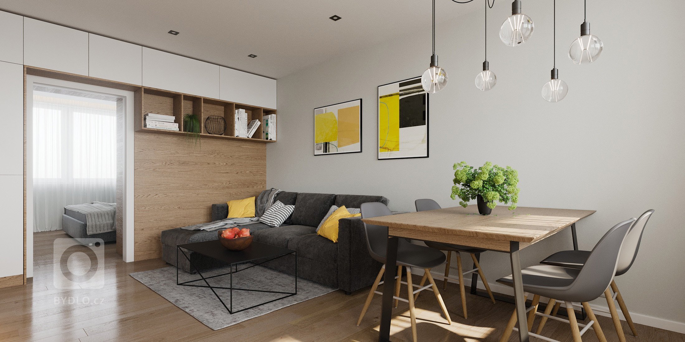 Nábytkové prvky vo výrazných materiáloch plynulo prechádzajú z priestoru kuchyne do obývačky, čím vytvárajú ucelený interiér dennej zóny bytu kde sme sa…